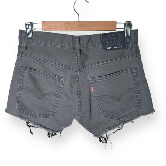 LEVI'S 511 Cut Off Shorts Cotton Mid Rise Frayed Hem Stretch Smoked Gray 28 - Picture 3 of 9